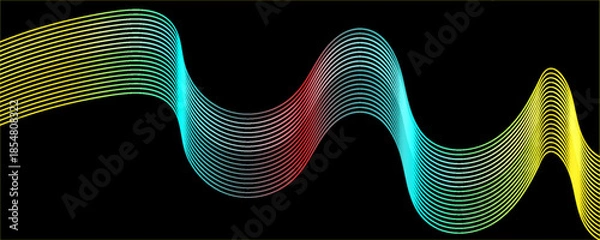 Obraz Abstract vector background with black wavy lines. vector