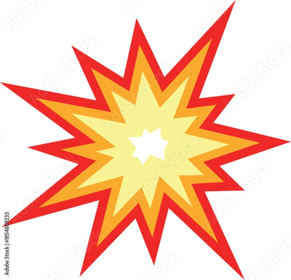Fototapeta Explosion graphic comic book style burst effect dynamic action element for design and advertising isolated on white background