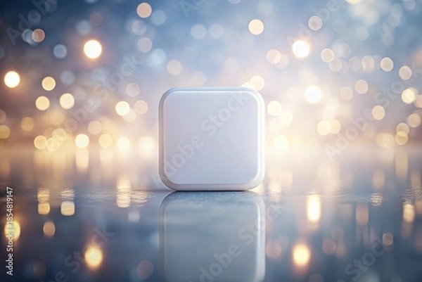 Fototapeta Glossy White Rounded Square 3D Button Digital Interface Element