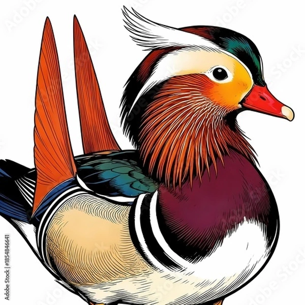 Fototapeta mandarin duck illustration