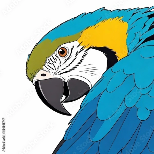 Fototapeta portrait macaw isolated black surface illustration