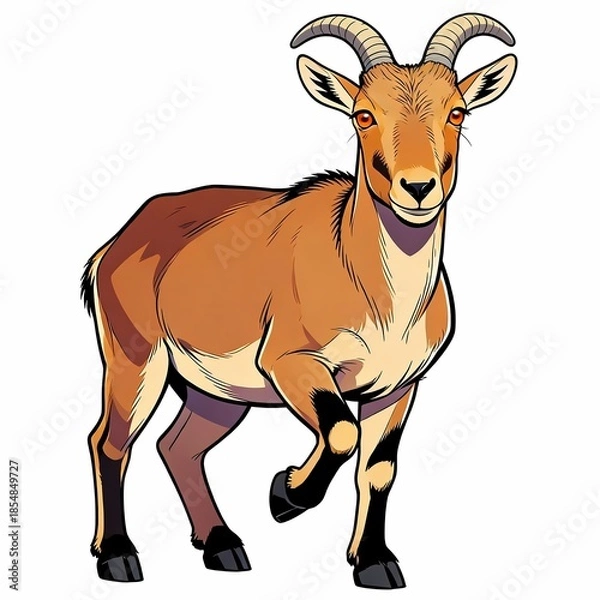 Fototapeta selective focus shot ibex looking camera illustration