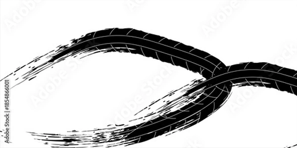 Obraz Vector Print Textured Tire Track . Design Element .Bike thread silhouette