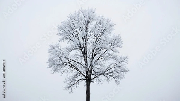 Obraz Minimalist Winter Tree with Hoarfrost Texture