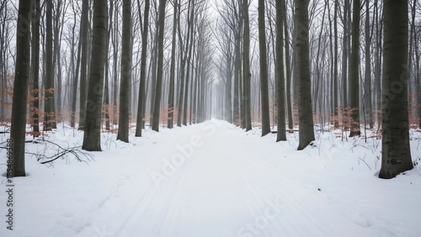 Obraz Serene Minimalist Winter Forest Path