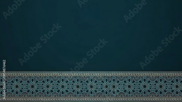 Obraz Beautiful teal border design on dark background