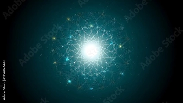 Obraz Glowing network structure with central light source