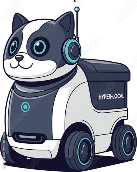 Fototapeta Hyper-Local Delivery Robot Cat Character
