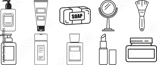 Obraz Personal Care Essentials – Line Art Icon Set