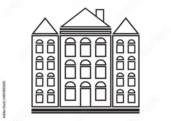 Obraz House Facade Line Icon black vector
