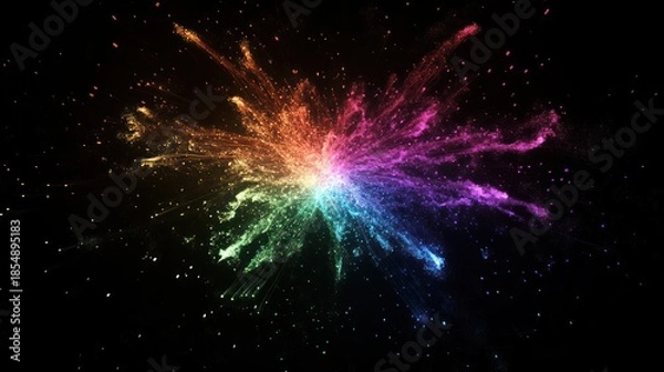 Obraz Abstract multicolored explosion design on a dark background.