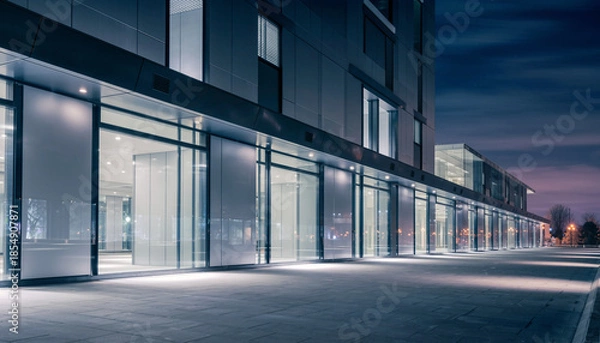 Obraz 高級感のある夜のモダン建築外観