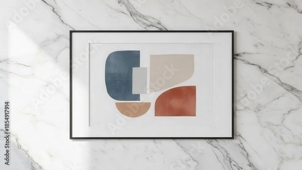 Obraz Framed abstract geometric art on marble surface.