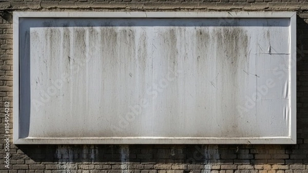 Obraz Weathered Brick Wall Framed Panel with Water Streaks.