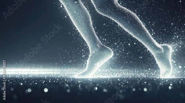 Obraz Digital legs running, particle effect