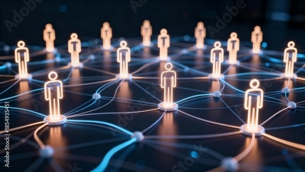 Fototapeta Human figures connected in network