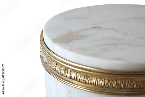 Obraz Elegant marble and brass round table isolated on transparent background