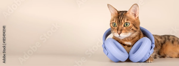 Obraz Cat in headphones