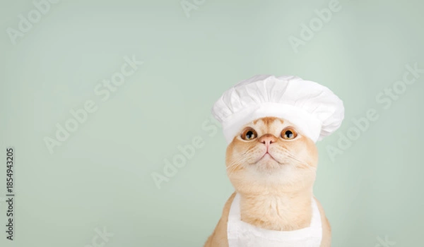 Obraz Burmese chef cat on a green background