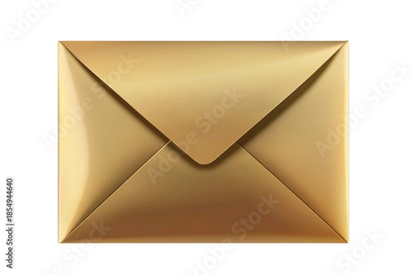 Obraz Golden envelope on white background isolated on transparent background