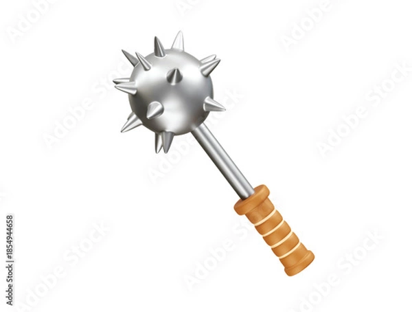 Obraz Spiked Medieval Mace icon 3d rendering illustration