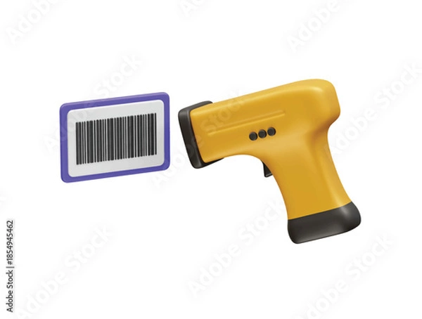 Obraz Barcode Scanner and Code for Retail and Inventory Management icon illustration 3d