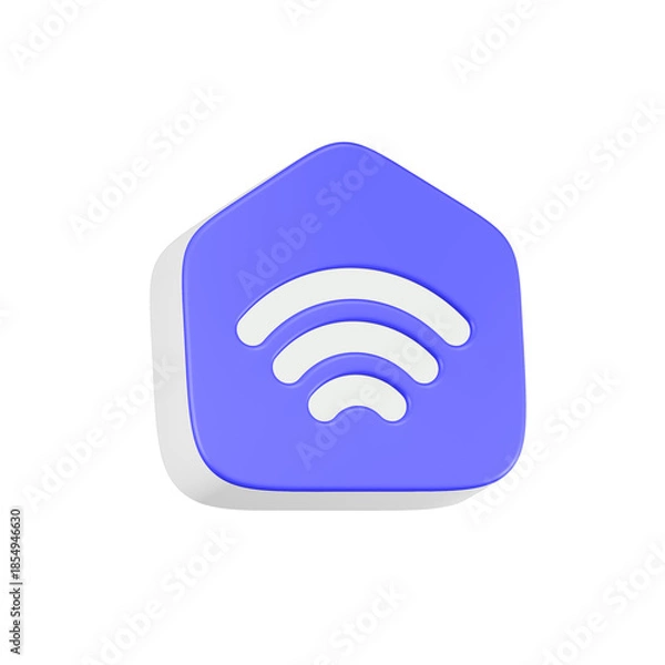 Obraz home Wi-Fi icon 3d render blue button