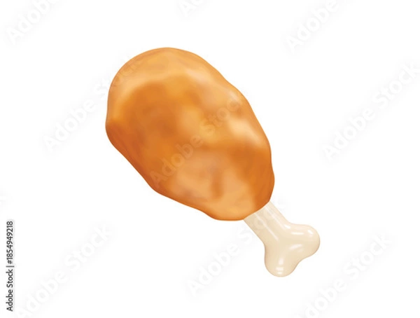 Obraz Fried Chicken Drumstick icon 3d rendering illustration