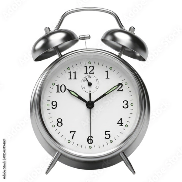 Obraz Silver alarm clock isolated on transparent background