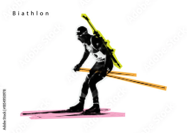 Obraz Biathlon halftone design element. vector illustration