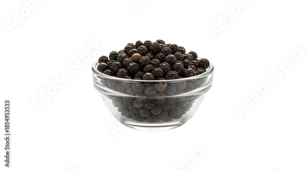 Obraz Black peppercorns in a glass bowl