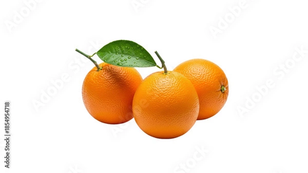 Obraz Fresh oranges with leaf on Transparent Background