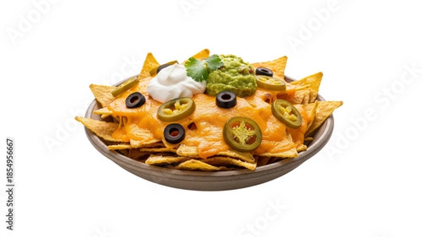 Obraz Loaded nachos with cheese and toppings