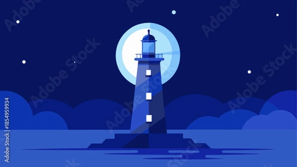 Obraz Lighthouse illuminating night sky