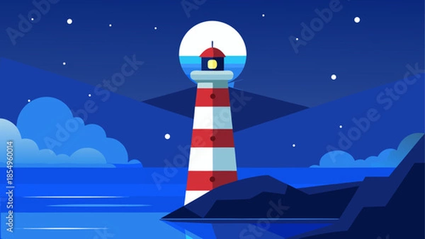 Obraz Nighttime lighthouse by the sea