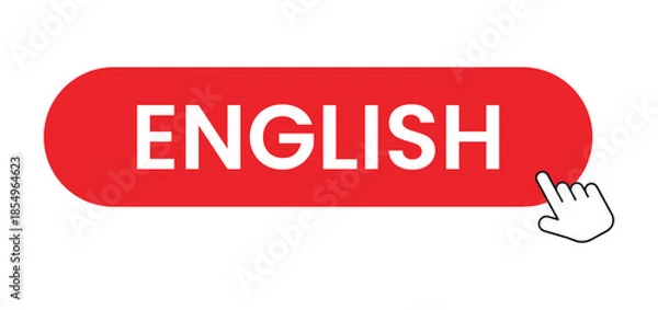 Obraz English Language Learning Concept with Red Button, Language Education, Study English, Online Learning, E-Learning, Interactive Lesson,