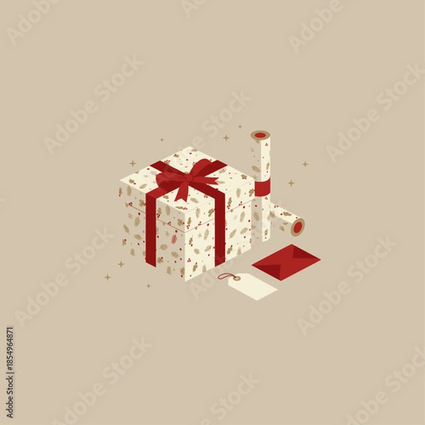 Obraz Christmas packaging mockup icon flat vector design.