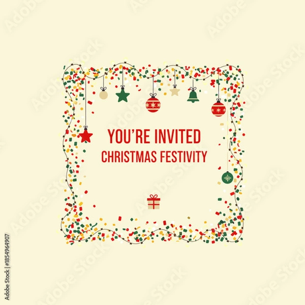 Obraz Christmas party invitation icon flat vector design.