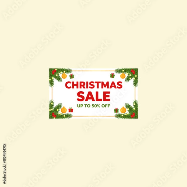 Obraz Christmas sale banner icon flat vector design.