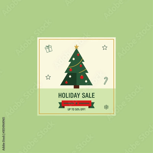 Obraz Christmas social media post icon flat vector design.