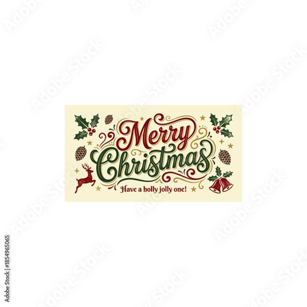 Obraz Christmas typography icon flat vector design.