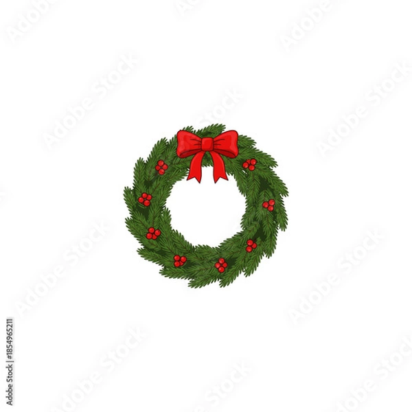 Obraz Christmas wreath icon flat vector design.