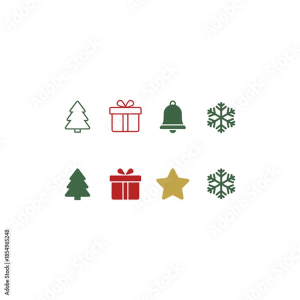 Obraz Minimal Christmas icon flat vector design.