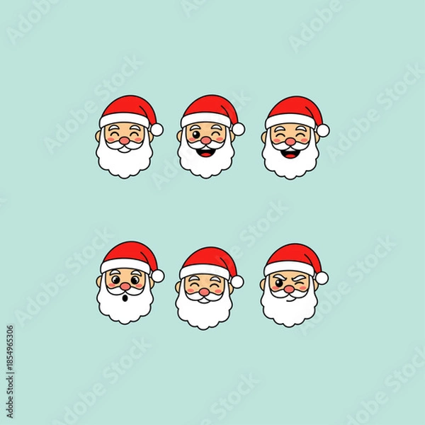 Obraz Santa Claus face icon flat vector design.