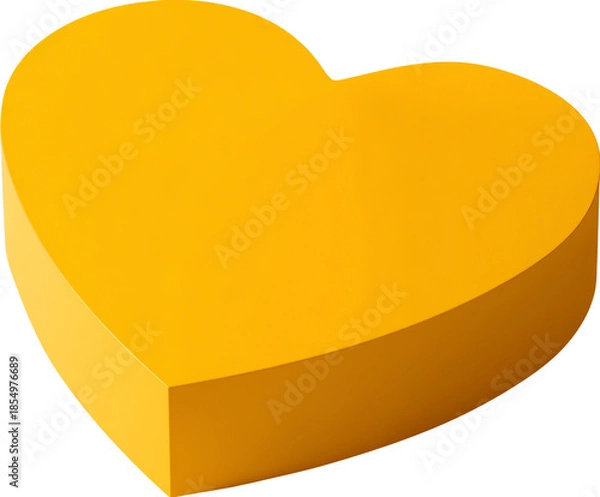 Obraz A vibrant yellow heart shape isolated on a plain white background