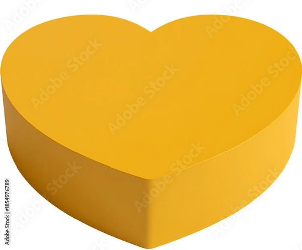 Obraz A simple three dimensional yellow heart shape isolated on a white background