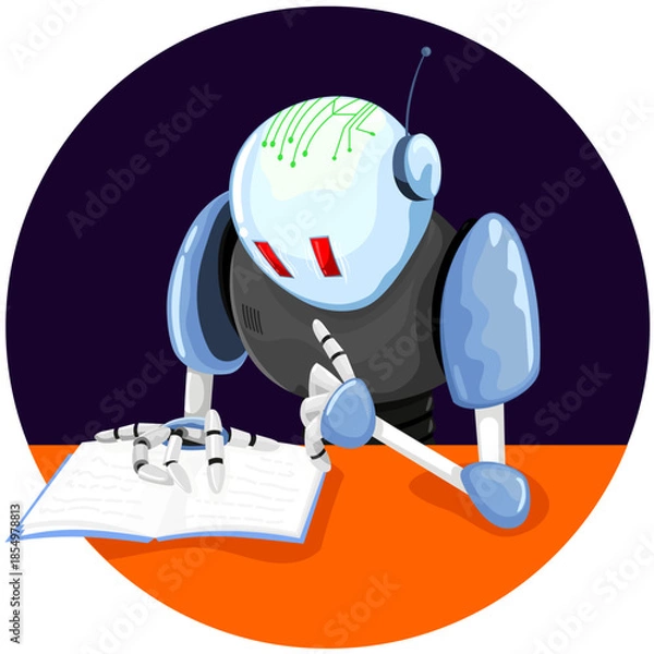 Obraz Machine learning concept - robot studying - artificial intelligence training A.I.