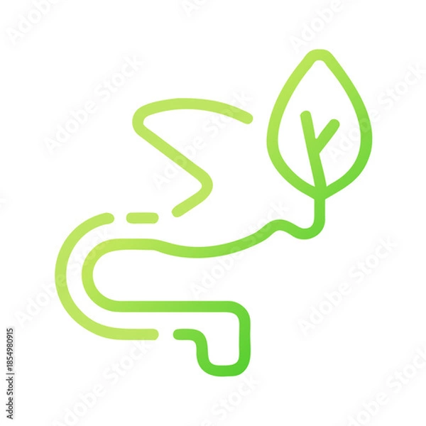 Obraz Neon Line Eco Leaf Path Icon