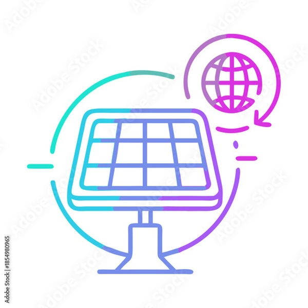 Obraz Neon Line Solar Panel Icon