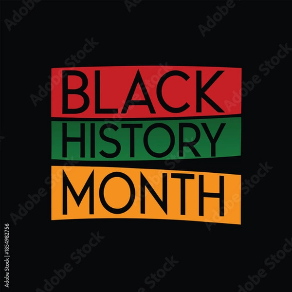 Fototapeta Black History Month colorful text on black background bold